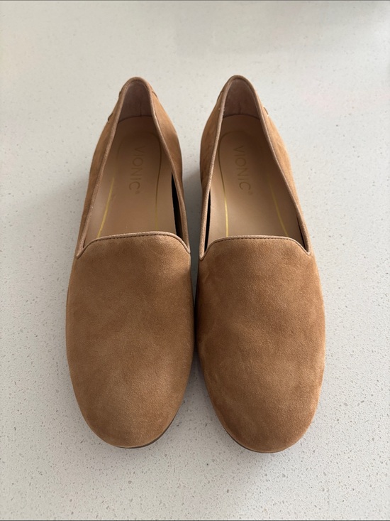 Vionic Shoes - Vionic Tan Suede Slip-On Loafers